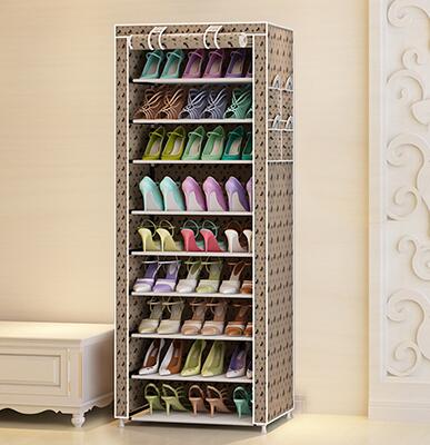 Actionclub Oxford Cloth Минималистичен многофункционален прахоустойчив шкаф за обувки Рафтове за обувки 10 слоя 9 Решетка Рафт за органайзер за обувки