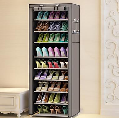 Actionclub Oxford Cloth Минималистичен многофункционален прахоустойчив шкаф за обувки Рафтове за обувки 10 слоя 9 Решетка Рафт за органайзер за обувки