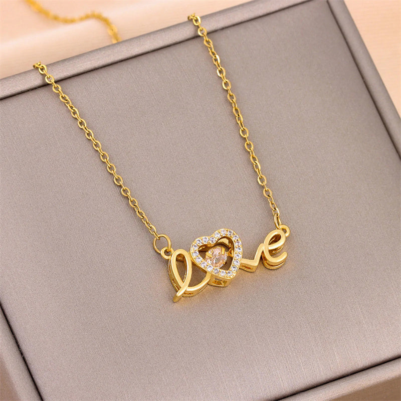 Valentines Day Gift New Titanium Steel Necklace Fashion New Love Smart Necklace Female Clavicle Chain Fashion Jewelry Woman